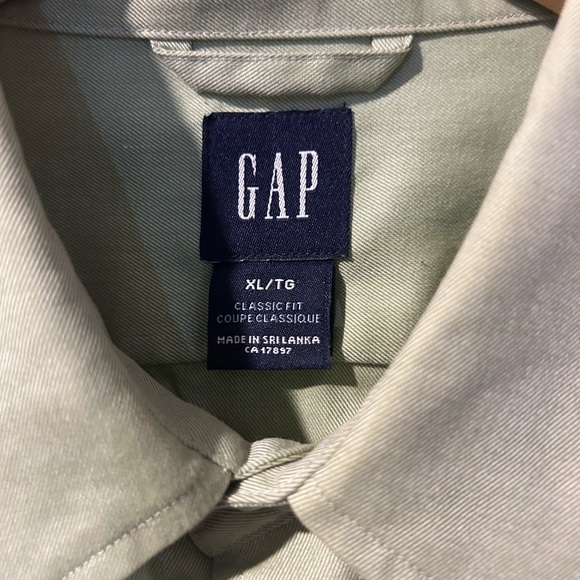Men’s Sage Green Long Sleeve Gap Collared Shirt - Size XL - Picture 3 of 3